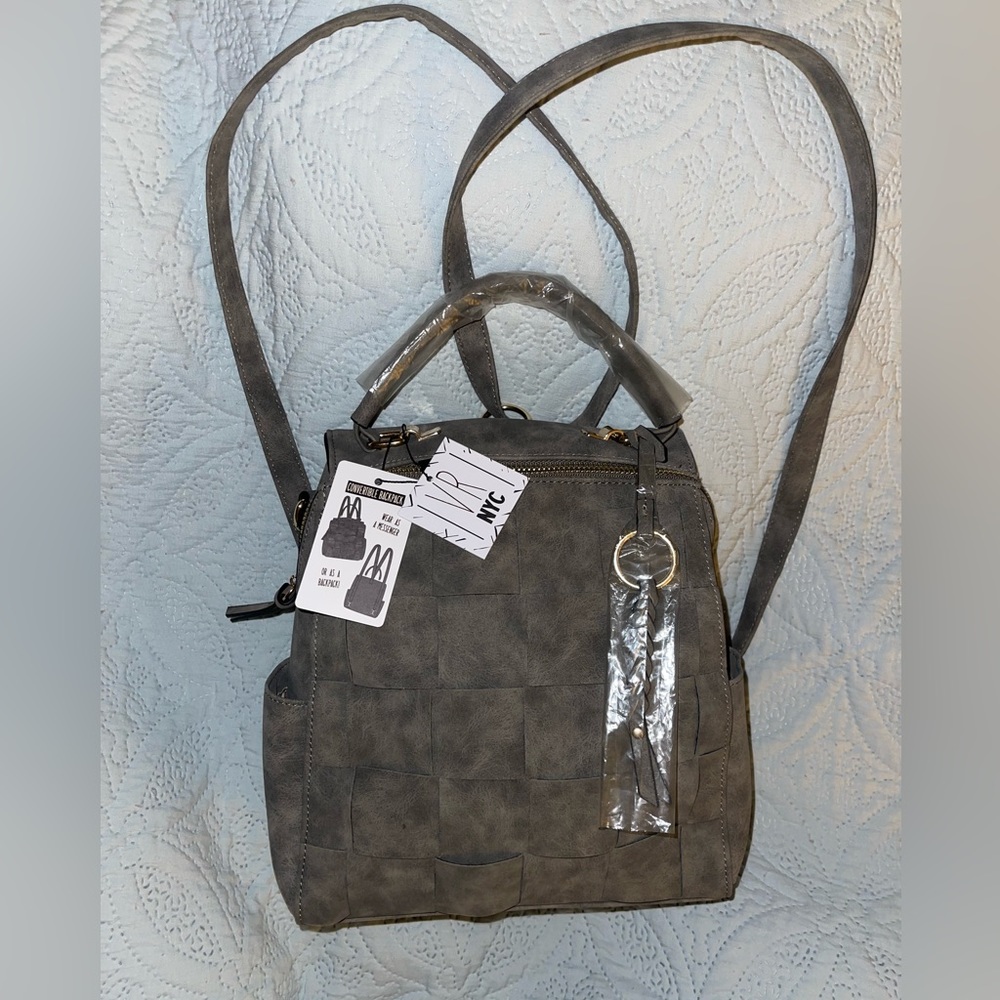 BACKPACK BRAND NEW‼️ Medium size lightweight backpack woven gray faux suede